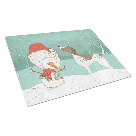 Carolines Treasures German Shorthair Snowman Christmas Glass Cutting Board Large CK2045LCB